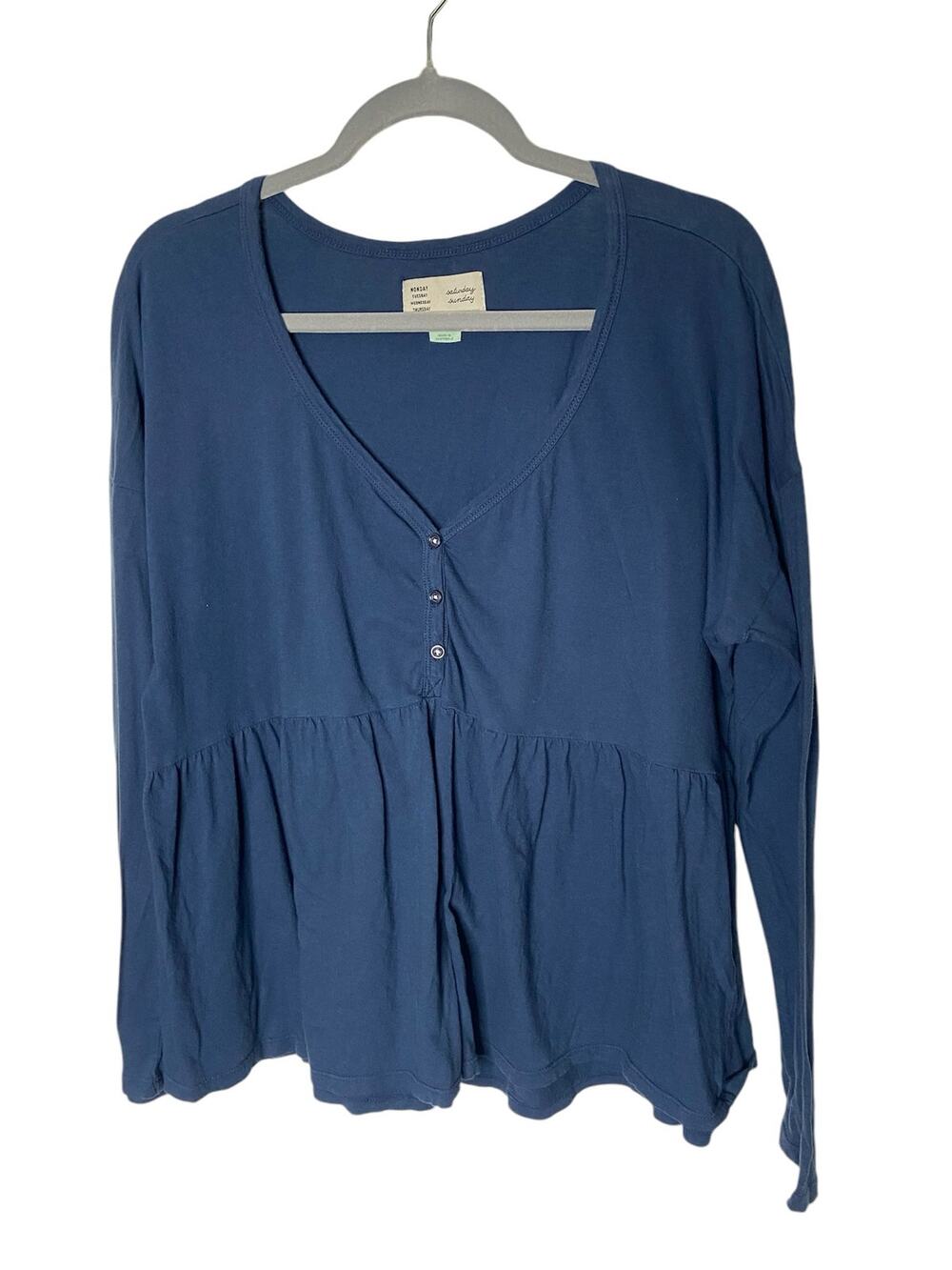 Anthropologie Saturday Sunday Peplum Top Babydoll Peasant Cottagecore Boho L